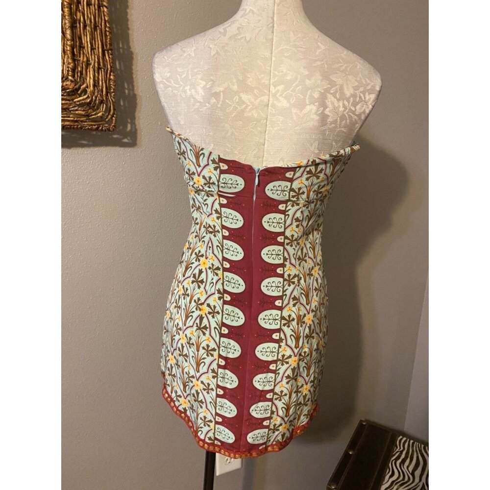 Tracy Reese NY Womens Top Blue Wine Gold 8 Medium Boned Bust Silk - Picture 5 of 9